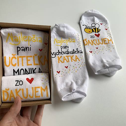 Maľované ponožky pre PANI UČITEĽKU/vychovávateľku včielok (Vychovávateľke)