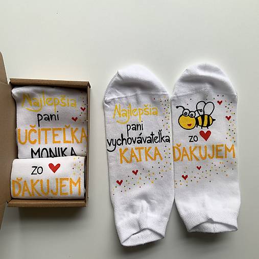 Maľované ponožky pre PANI UČITEĽKU/vychovávateľku včielok (Vychovávateľke)