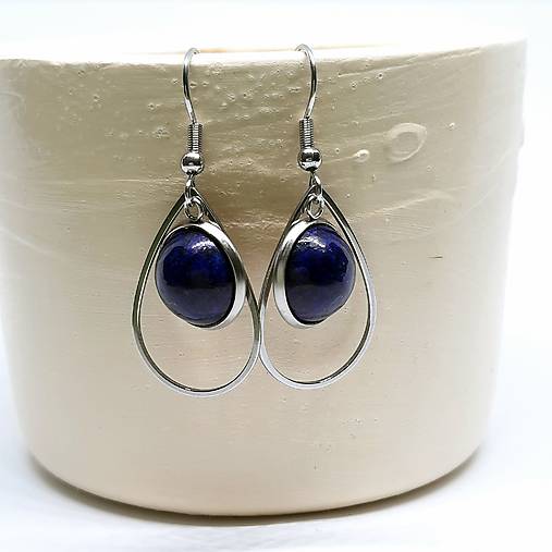 Náušnice Lapis Lazuli + chirurgická oceľ