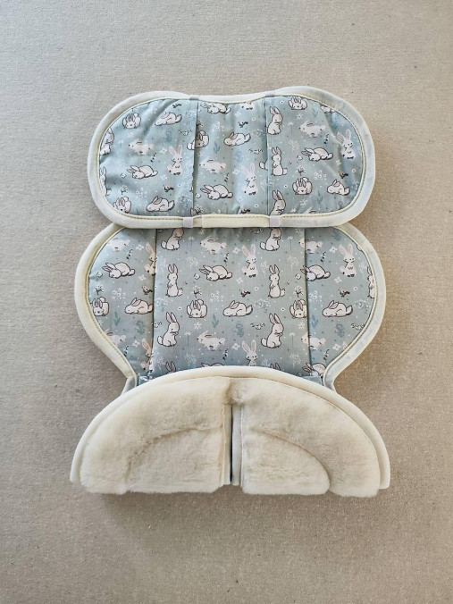 Detský textil - VLNIENKA podložka novorodenecká do autosedačky Cybex Aton B2  100% Merino Top Super wash Natural  Zajko Mint Blue - 17524969_