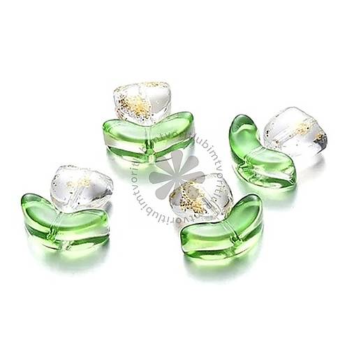 Korálky - (4721) Tulipán - kvet a lístok, 9x14 mm - 1 pár - 17524697_