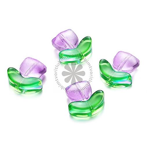 Korálky - (4722) Tulipán - kvet a lístok, 9x14 mm - 1 pár - 17524704_
