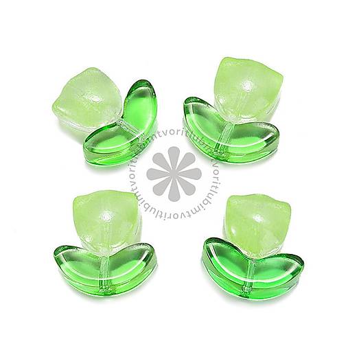 Korálky - (4800) Tulipán - kvet a lístok, 9x14 mm - 1 pár - 17524730_