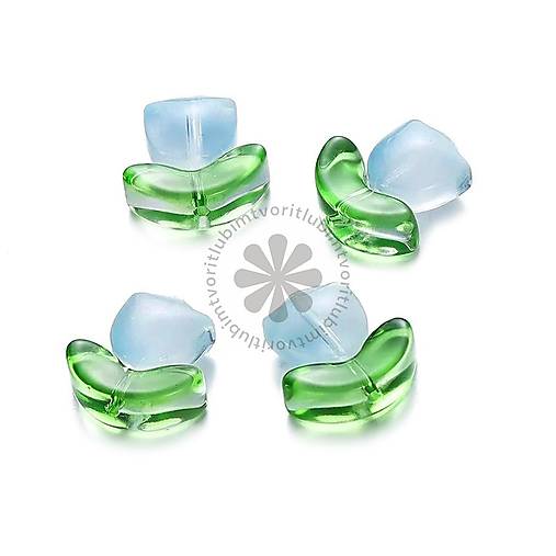 Korálky - (4802) Tulipán - kvet a lístok, 9x14 mm - 1 pár - 17524976_