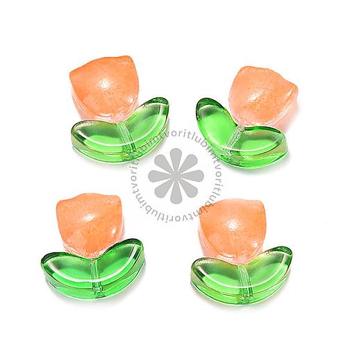 Korálky - (4801) Tulipán - kvet a lístok, 9x14 mm - 1 pár - 17524983_