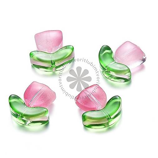 Korálky - (4807) Tulipán - kvet a lístok, 9x14 mm - 1 pár - 17524998_