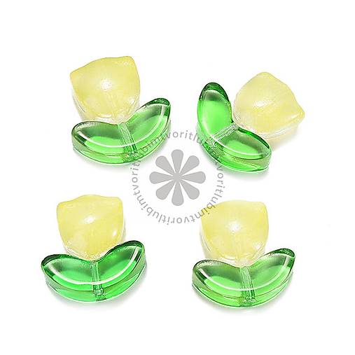 Korálky - (4813) Tulipán - kvet a lístok, 9x14 mm - 1 pár - 17525011_