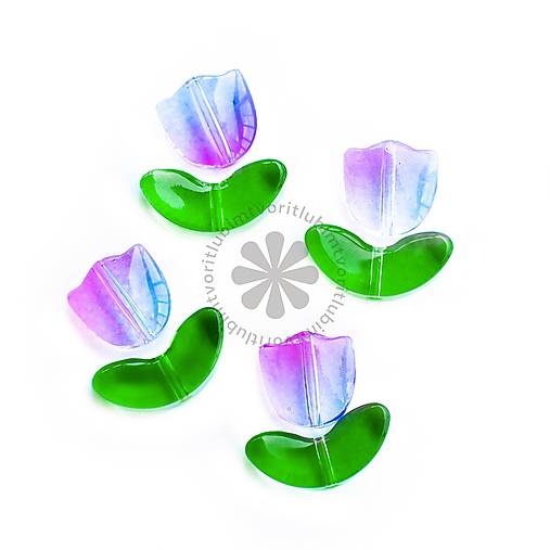 Korálky - (4816) Tulipán - kvet a lístok, 9x14 mm - 1 pár - 17525016_