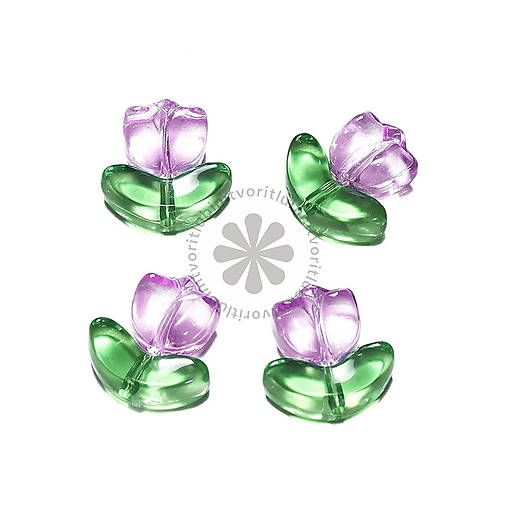 Korálky - (4818) Tulipán - kvet a lístok, 9x14 mm - 1 pár - 17525025_