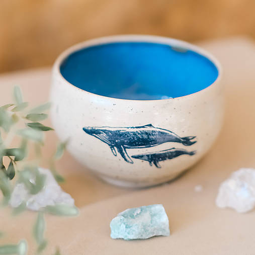 Nádoby - Miska s velrybou 700ml (Velryba s mladetem) - 17524432_