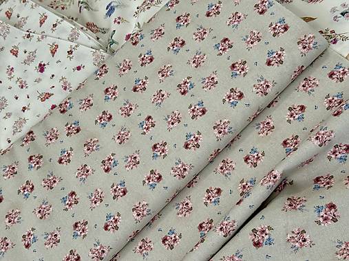 ❤️100% BAVLNA / RUŽIČKY NA BÉŽOVEJ ❤️