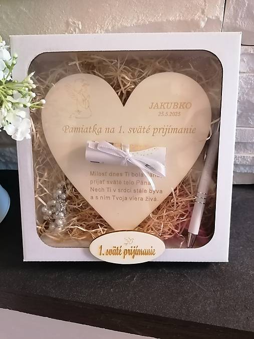 Papiernictvo - Darčekove balenie k 1.sv prijímaniu s ruzencom a perom - 17523828_