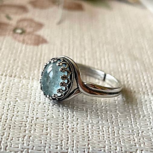 Natural Aquamarine Ag925 Silver Ring / Strieborný prsteň s akvamarínom prírodným E063
