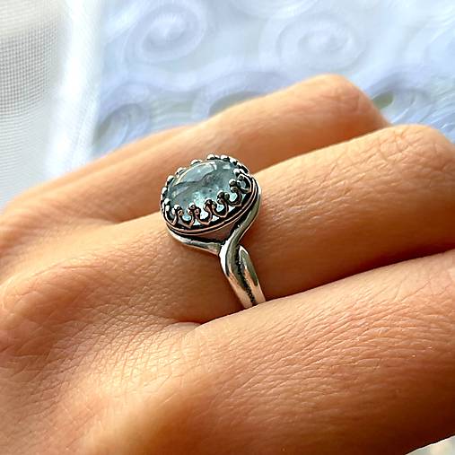 Natural Aquamarine Ag925 Silver Ring / Strieborný prsteň s akvamarínom prírodným E063