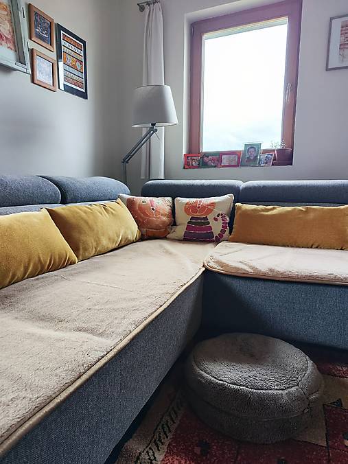 Úžitkový textil - VLNIENKA prehoz  na gauč VELVET acryl Cappuccino ušijeme podľa vlastných rozmerov - 17527263_