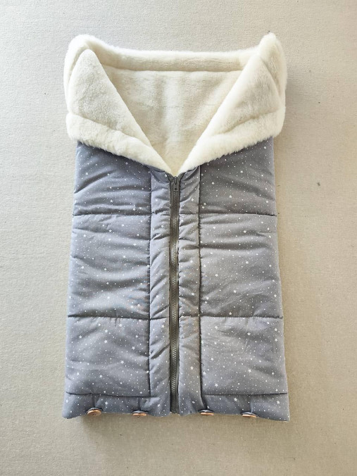 Detský textil - Vlnienka Deka a fusak DANIEL 2 v 1 100% merino Top Super wash Natural Hviezdičky šedé - 17527611_