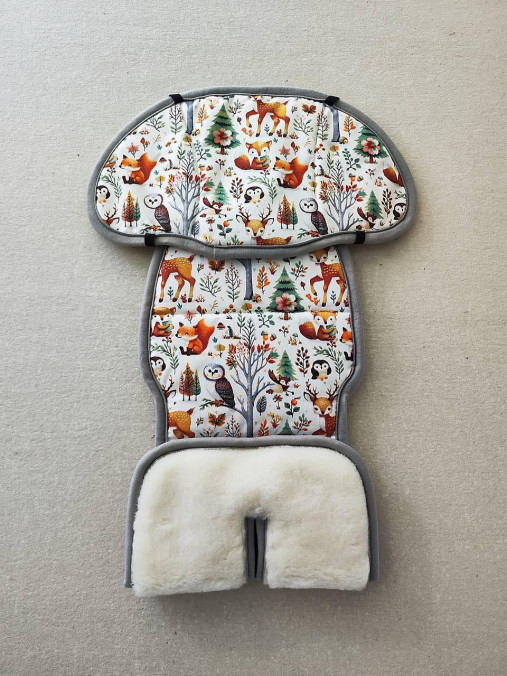 Detský textil - VLNIENKA Podložka do autosedačky Klippan Triofix Maxi 100% MERINO TOP SUPER WASH Natural Jelenček - 17527831_