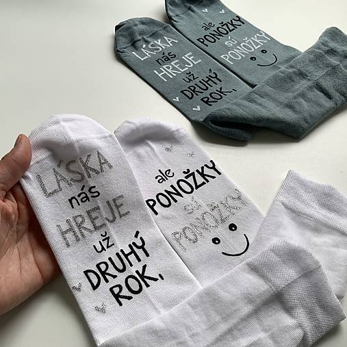Maľované ponožky k výročiu svadby (biele + sivé)