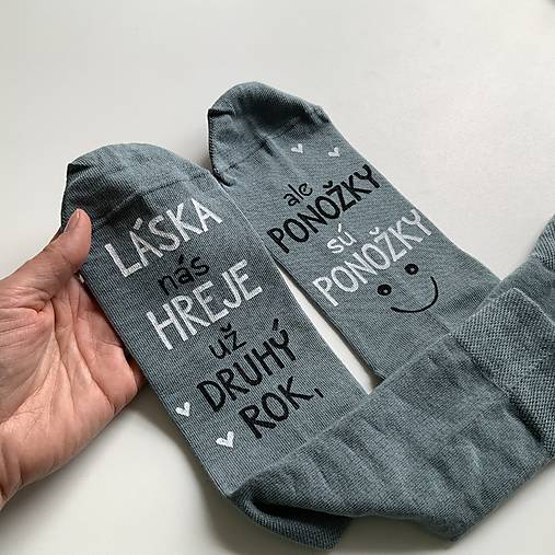 Maľované ponožky k výročiu svadby (biele + sivé)