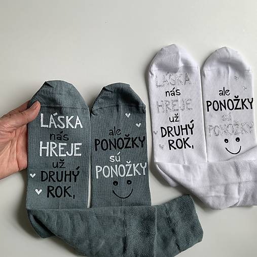 Maľované ponožky k výročiu svadby (biele + sivé)
