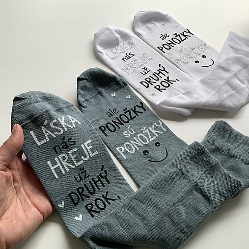 Maľované ponožky k výročiu svadby (biele + sivé)