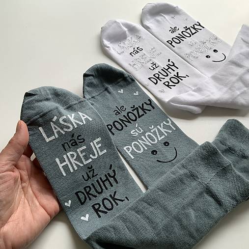 Maľované ponožky k výročiu svadby (biele + sivé)
