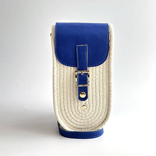 Kabelky - Crossbody kabelka prírodná/modrá - 17528031_