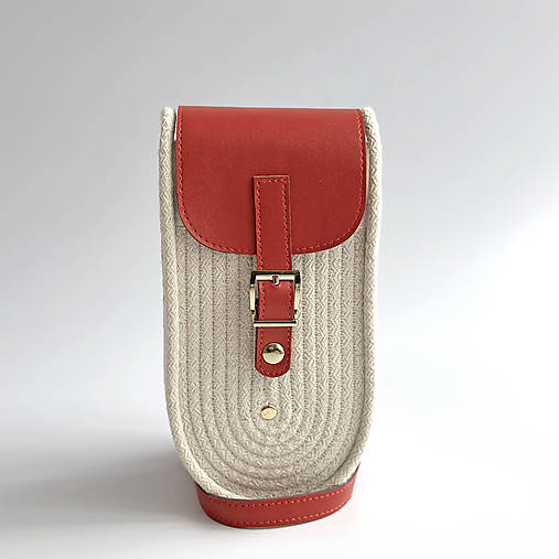 Kabelky - Crossbody kabelka prírodná/červená - 17528071_