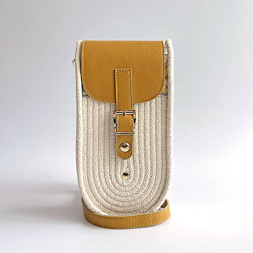Kabelky - Crossbody kabelka prírodná/žlťá - 17528077_