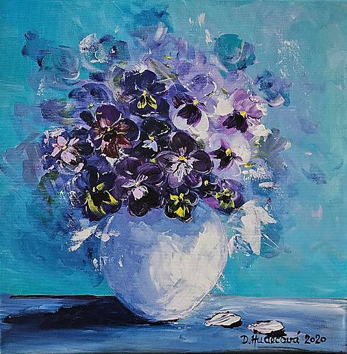 Obrazy - Obraz "Sirôtky v bielej váze" - plátno, 40x40 cm - 17527210_