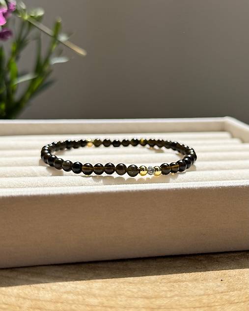 Dámsky náramok Duchovné nasmerovanie - Zlatý Obsidián a Diamant