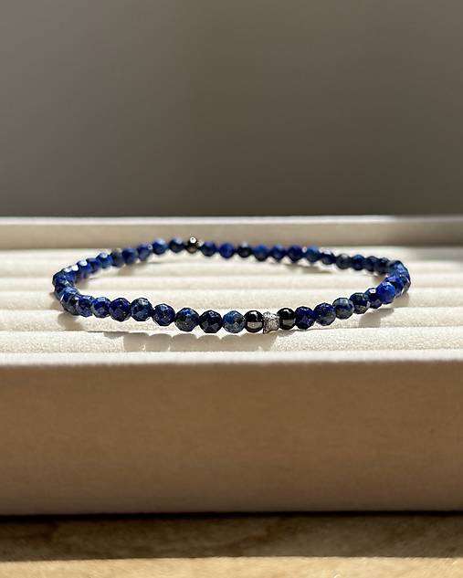 Pánsky náramok Osvietenie - Lapis Lazuli a Diamant