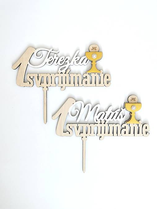 Dekorácie - Zápich do torty 1.sväté prijímanie s menom - 17529114_