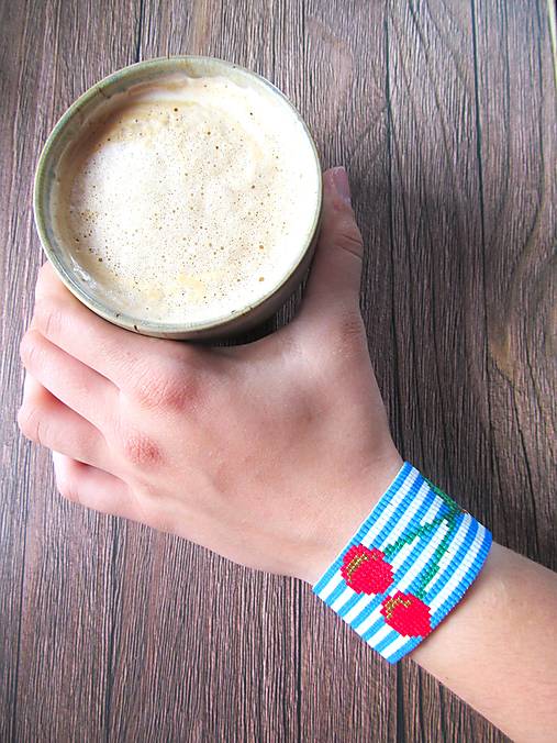 Náramky - Ručne Tkaný Miyuki Náramok "Cherry" - 17529805_