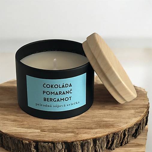 Sviečky - Čokoláda&Pomaranč&Bergamot:”Slnečné pokušenie” prírodná sójová sviečka - 17528927_
