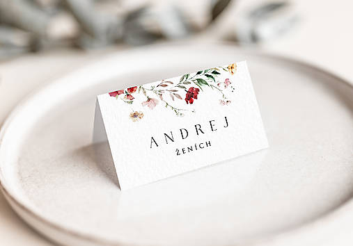 Úložné priestory & Organizácia - Svadobné menovky Burgundy blush - 17530999_