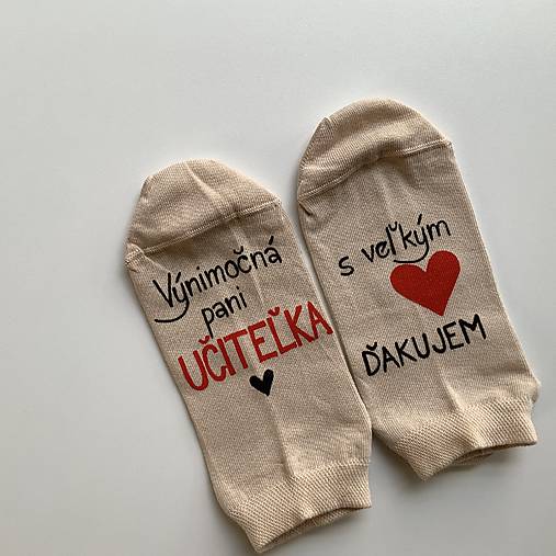 Maľované ponožky pre výnimočnú PANI UČITEĽKU béžové členkové