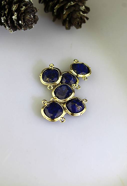 Komponenty - lapis lazuli korálky medzikusy lemované 14x19mm - 17533752_