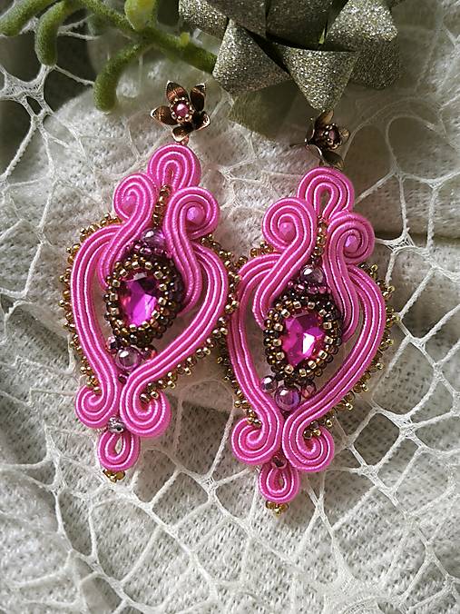 Náušnice - Lotos-šujtášové náušnice - 17532912_