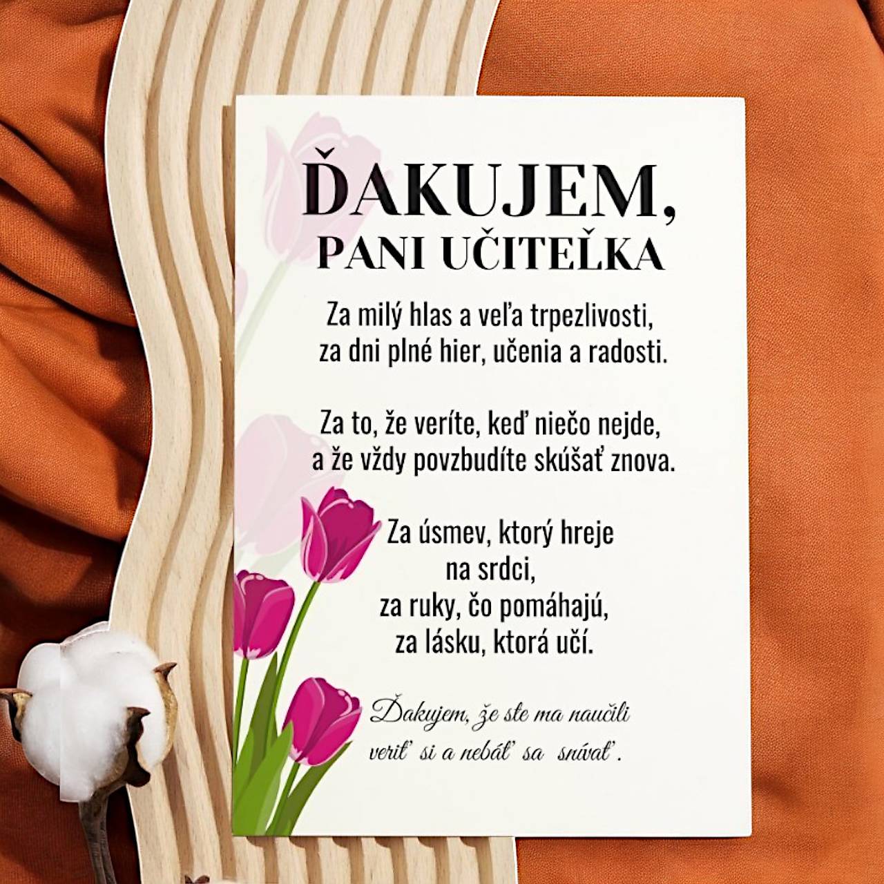 Poďakovanie pre p. učiteľku 