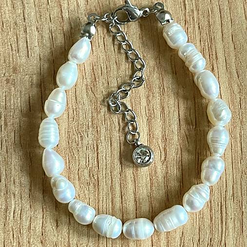 Freshwater Pearls Bracelet Stainless Steel / Náramok sladkovodné perly, oceľ, E014