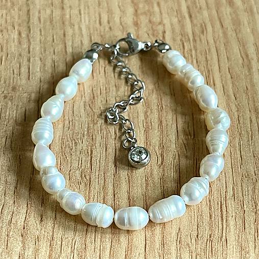 Freshwater Pearls Bracelet Stainless Steel / Náramok sladkovodné perly, oceľ, E014