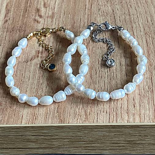 Freshwater Pearls Bracelet Stainless Steel / Náramok sladkovodné perly, oceľ, E014