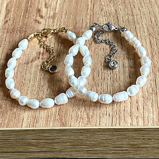 Freshwater Pearls Bracelet Stainless Steel / Náramok sladkovodné perly, oceľ, E014