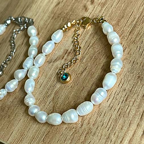 Freshwater Pearls Bracelet Stainless Steel / Náramok sladkovodné perly, oceľ, E014