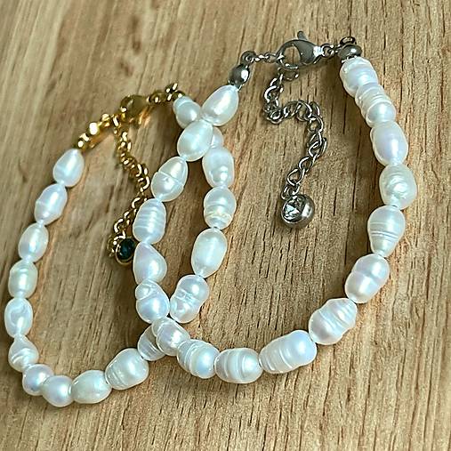 Freshwater Pearls Bracelet Stainless Steel / Náramok sladkovodné perly, oceľ, E014