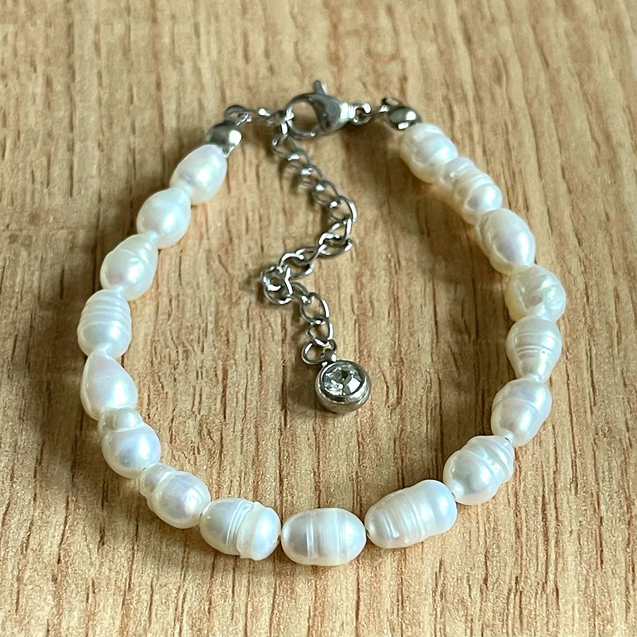 Freshwater Pearls Bracelet Stainless Steel / Náramok sladkovodné perly, oceľ, E014