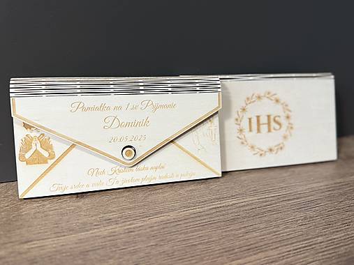 Papiernictvo - Pamiatka na 1. sväté prijímanie - Drevená obálka - 17537039_