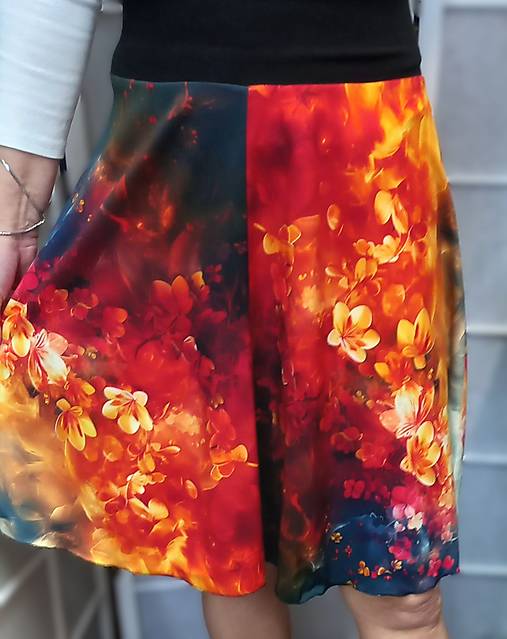 Sukne - Půlkolová sukně - květy v bouři, velikost L/XL ~ LETNÍ VÝPRODEJ ~ - 17539164_