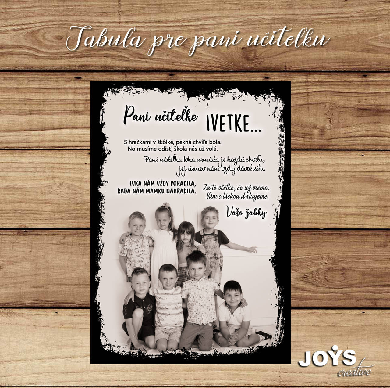 Poďakovanie na koniec školského roka, tabuľa s fotkou pre pani učiteľku (A3 ktorýkoľvek dizajn)